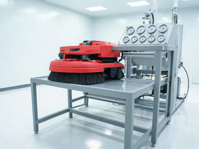 Brush deck test bench for scrubber performance