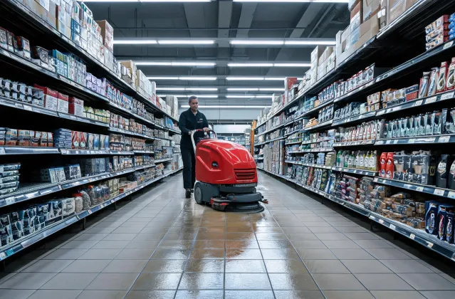 Retail floor cleaning after closing time